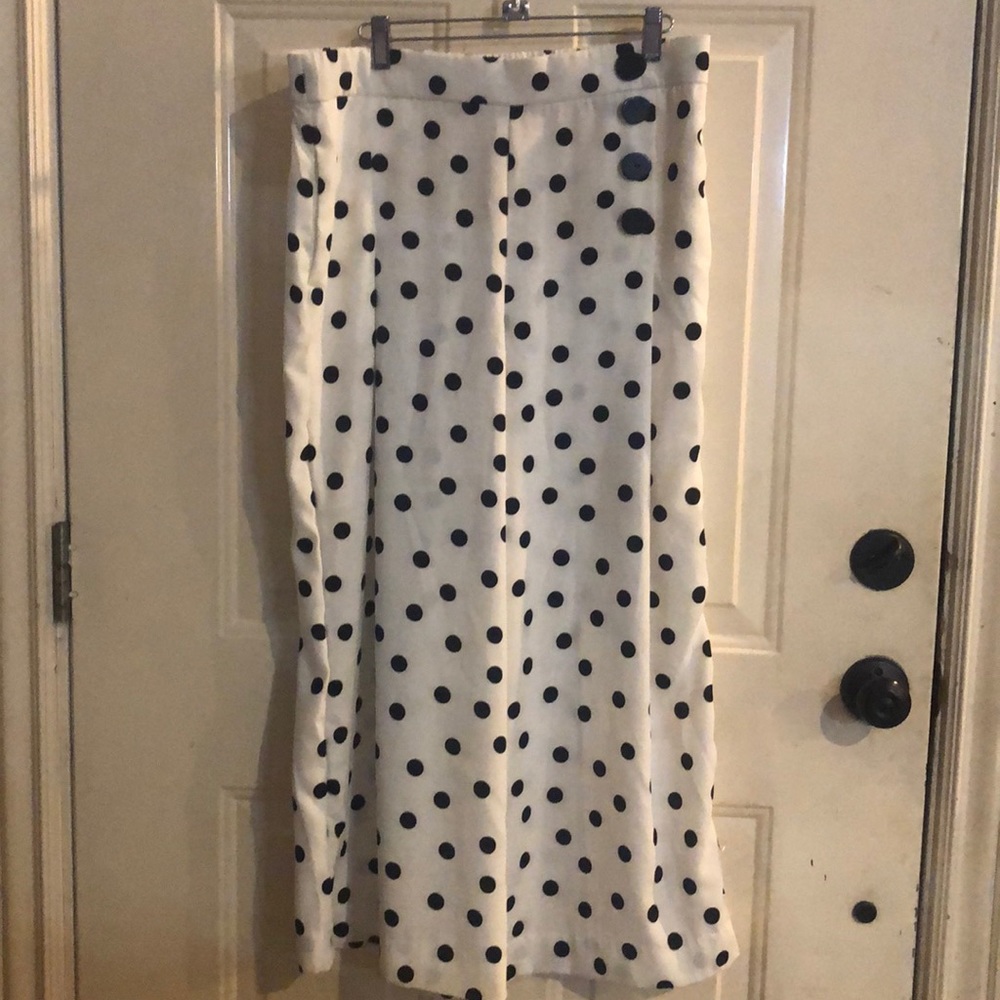 Zara polka dot pull-on cropped pant XL 12 14